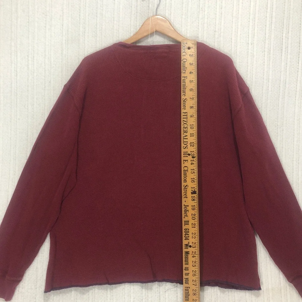 Polo Ralph Lauren Mens Large Burgundy Waffle Knit Thermal Long Sleeve Shirt L